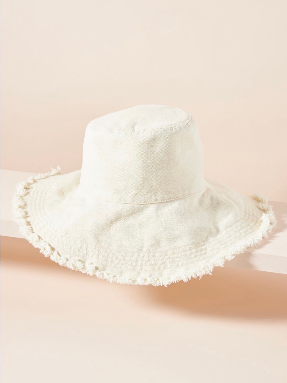 Anthropologie Frayed-Edge Wide Brim Sun Hat in White - Picture 2 of 8